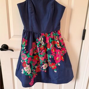 Lilly Pulitzer Navy Floral Fit-and-Flare Dress